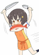 杵崎姉妹とミミちゃんからの誕生日プレゼントを早速装備するミカンちゃん