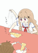 熱々のナンと格闘するめぐちゃんとつぐちゃん