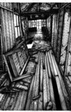 廃墟　モノクロ線画