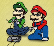 家でプレイステーションをしてる兄弟