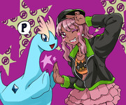 黒ギャルと恐竜ポケモン