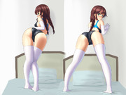 競泳水着白ニーソ長手袋能代尻