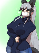 マスクをしているギンギツネ