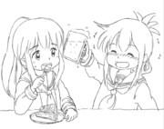 パンプキンパイを食べるﾌﾐｨと酔っぱらった電