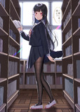 (家でははしたない格好でいる彼女。図書室ではこの上ないほど神々しく生徒会長にふさわしく見える…)