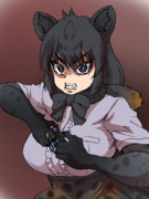 一撃でシューティングウルフをこじ開けるブラックジャガー(ゴリラ)