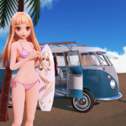 レア様とサーフボード【MMDアクセサリモデル配布有り】