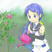 花に水やる五月雨ちゃん