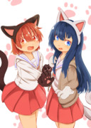 猫耳セーラー服コスのひなたと花