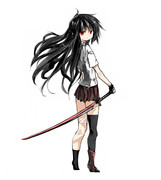 武器っぽいものを持つ学生っぽい娘