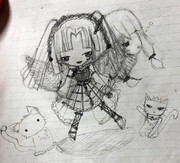 またまたエニラちゃん描いてみた！猫と黒猫もいるよ！