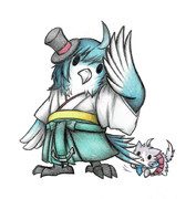 松風フクロウと酒匂猫