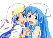 クレヨンたっちで描いてみたイカ娘＆インなんとかさん