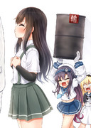 背伸びをする朝潮ちゃん