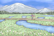 高地の湿原で