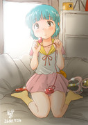 魔法使いのおじさんから新アイテムを受領した娘