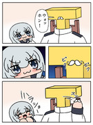 つけ髭を試す提督と響