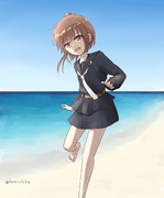 文月ちゃんと波打ち際でイチャイチャ