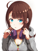 首にヘッドフォン ニコニコ静画 イラスト