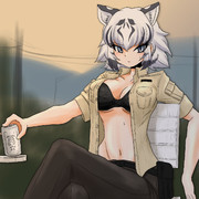 仕事終わりのホワイトタイガー保安官