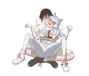 わしゃわしゃしてもらうイエイヌちゃん