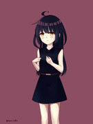 黒ミニワンピ三日月