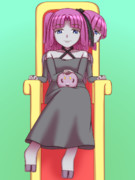玉座に座るエニラちゃん
