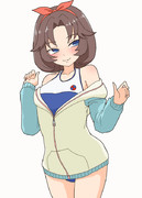 横須賀女子海洋学校指定水着着用の広田空ちゃん（パーカーは脱がさないで）