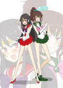 セーラーマーズコスシロちゃんとセーラージュピターコスクロちゃん