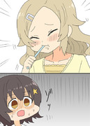 マッチの寝間着を着用して歯磨きしてるミミちゃん