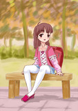 座りランドセル少女