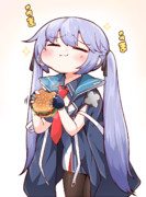 でっかいハンバーガーを頬張るエセックスちゃん