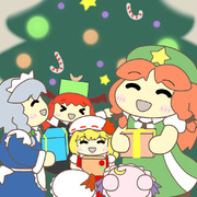 紅魔館のみんなとプレゼント交換をする美鈴