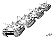 中国人民解放軍・５９式戦車くんの行列