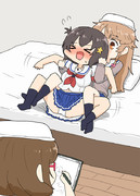 ミカンちゃんにカレーのお礼をするココちゃんとモモちゃん