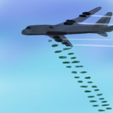 Mk82無誘導爆弾を投下する米空軍のB-52戦略爆撃機