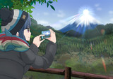 ダイヤモンド富士を写真に収める志摩リン