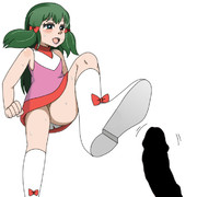 キノコを踏もうとするナオコちゃん ※人間版（過去絵）