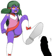 キノコを踏もうとするナオコちゃん ※ジュラル版（過去絵）