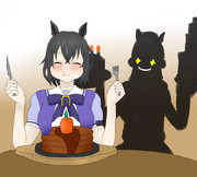 左手にウエディングケーキ・右手にバースデーケーキ