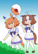 てんとう虫を探しに来たマチカネフクキタルとメイショウドトウ