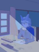 考えるギンギツネ