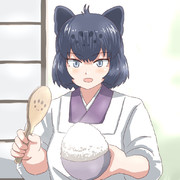 ご飯をよそってくれるBJ姉さん