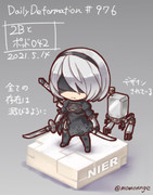 ほぼ毎日デフォルメ#976　2Bとポッド042