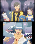 魔王の城でキングヒドラと戦う黒沼トレーナーと遭遇して感動するトレーナーたち