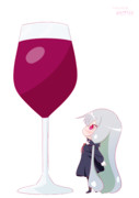 ワイングラス（血液）とちびソフィーちゃん