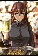 能代姉さんとビールとくじらかやきで乾杯よ