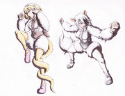 威嚇のポーズを変えてみたアリクイちゃんズ