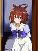 玄関からくるタキオン