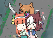 一緒に肝試しをするスペちゃんとスズカさん